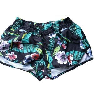 Old Navy Floral Black Swimweat Shorts Summer Size Small